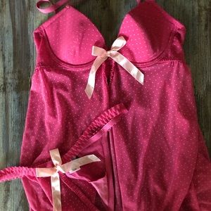 Pink babydoll lingerie with matching thong